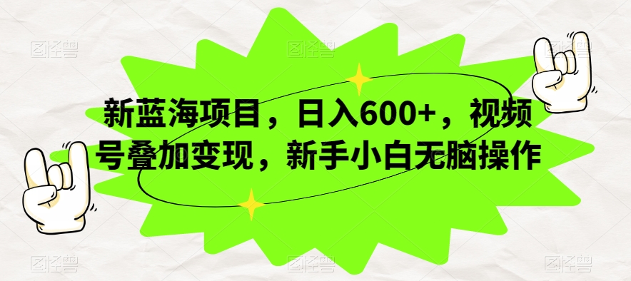 新蓝海项目，日入600+，视频号叠加变现，新手小白无脑操作【揭秘】天亦网独家提供-天亦资源网