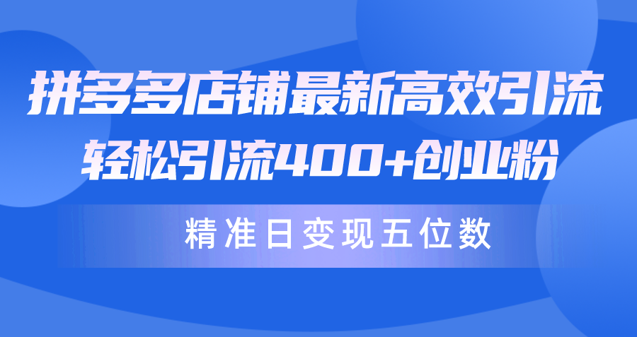 （10041期）拼多多店铺最新高效引流术，轻松引流400+创业粉，精准日变现五位数！天亦网独家提供-天亦资源网