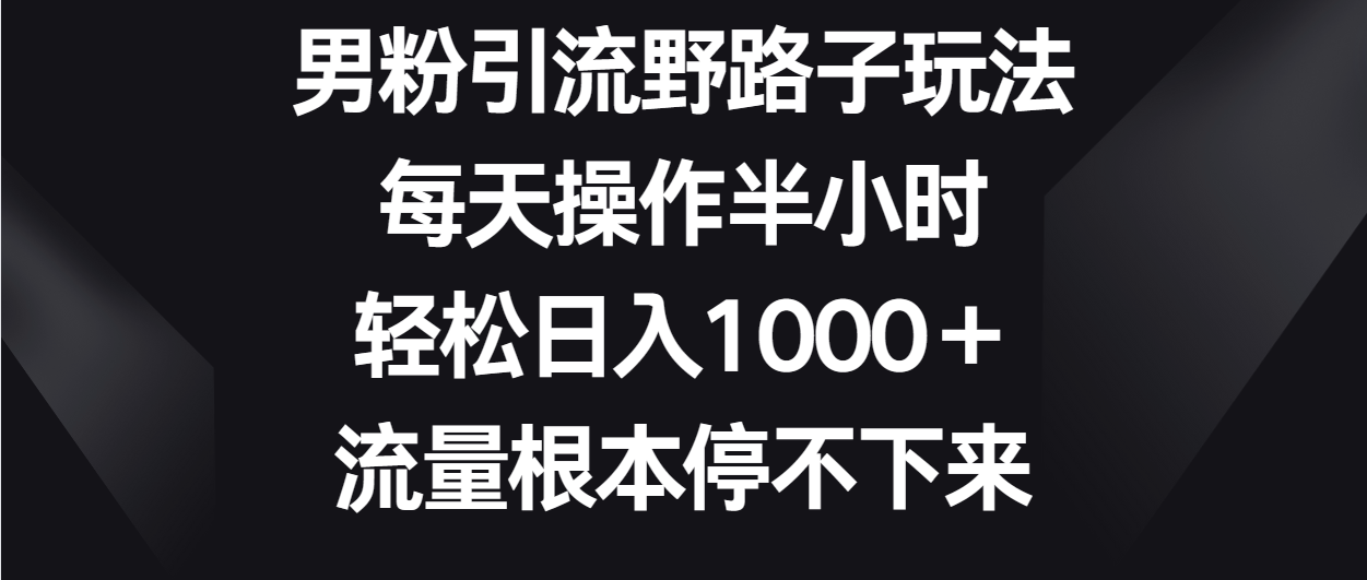 男粉引流野路子玩法，每天操作半小时轻松日入1000＋，流量根本停不下来天亦网独家提供-天亦资源网