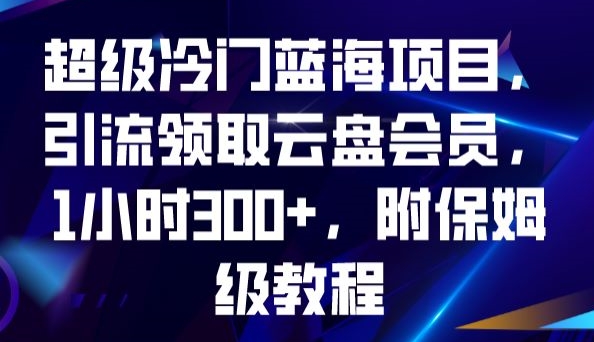 超级冷门蓝海项目，引流领取云盘会员，1小时300+，附保姆级教程天亦网独家提供-天亦资源网