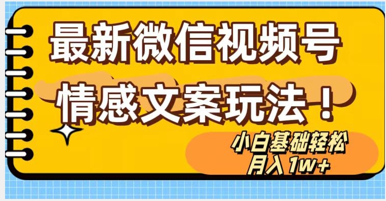 微信视频号情感文案最新玩法，小白轻松月入1万+无脑搬运【揭秘】天亦网独家提供-天亦资源网