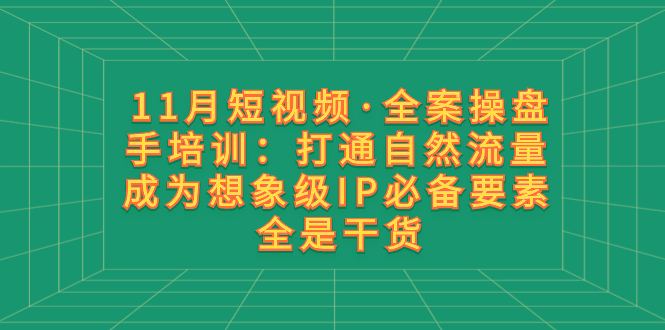 （8182期）11月短视频·全案操盘手培训：打通自然流量 成为想象级IP必备要素 全是干货天亦网独家提供-天亦资源网