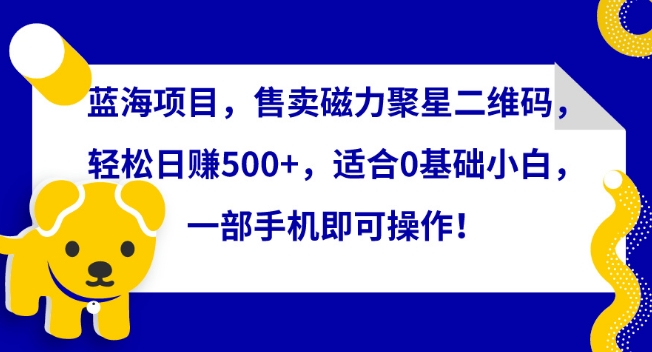 蓝海项目，售卖磁力聚星二维码，轻松日赚500+，适合0基础小白，一部手机即可操作天亦网独家提供-天亦资源网