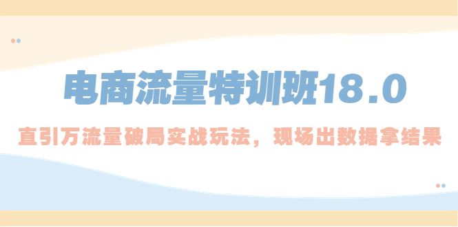 （5232期）电商流量特训班18.0，直引万流量破局实操玩法，现场出数据拿结果天亦网独家提供-天亦资源网