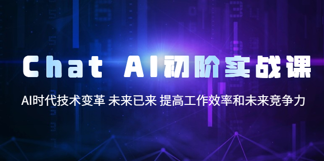 （5610期）Chat AI初阶实战课，AI时代技术变革 未来已来 提高工作效率和未来竞争力天亦网独家提供-天亦资源网