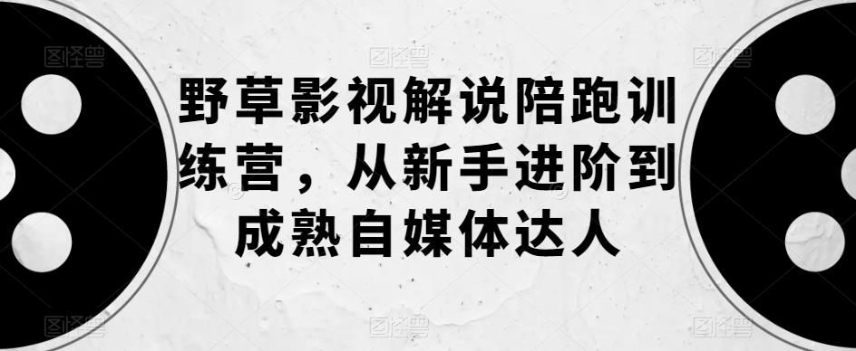 野草影视解说陪跑训练营，从新手进阶到成熟自媒体达人天亦网独家提供-天亦资源网