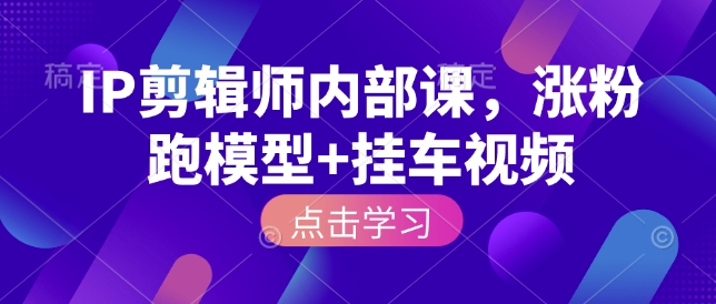 IP剪辑师内部课，涨粉跑模型+挂车视频天亦网独家提供-天亦资源网