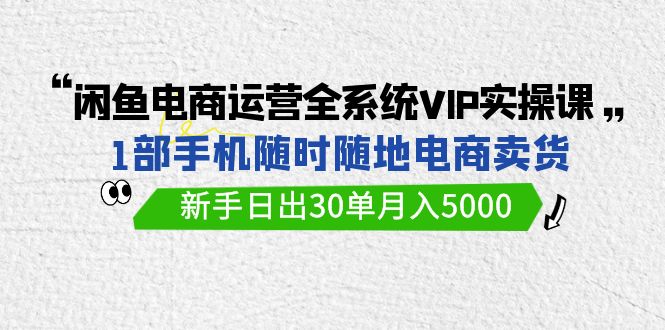 （9547期）闲鱼电商运营全系统VIP实战课，1部手机随时随地卖货，新手日出30单月入5000天亦网独家提供-天亦资源网