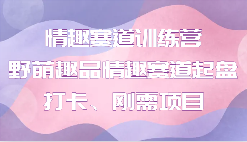 情趣赛道训练营 野萌趣品情趣赛道起盘打卡、刚需项目天亦网独家提供-天亦资源网