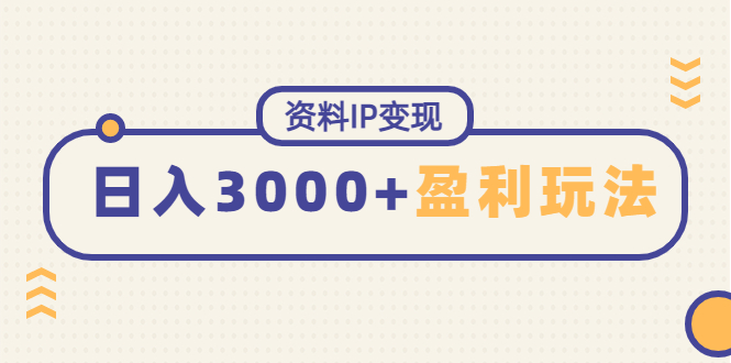 （4576期）资料IP变现，能稳定日赚3000起的持续性盈利玩法天亦网独家提供-天亦资源网