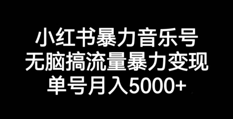 小红书暴力音乐号，无脑搞流量暴力变现，单号月入5000+天亦网独家提供-天亦资源网