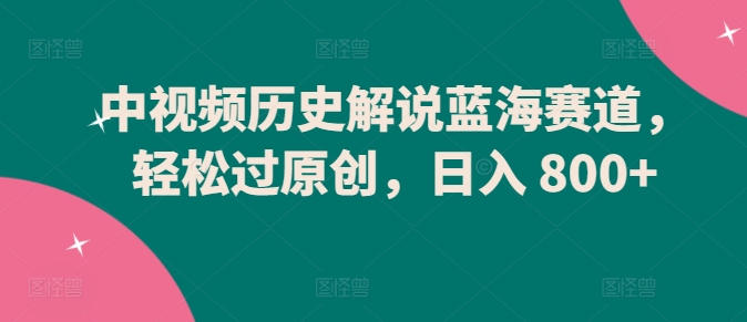 中视频历史解说蓝海赛道，轻松过原创，日入 800+天亦网独家提供-天亦资源网