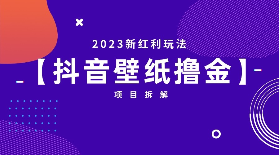 [抖音快手]2023新红利玩法，抖音壁纸撸金项目拆解天亦网独家提供-天亦资源网