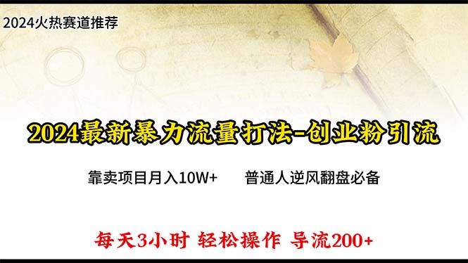 （10151期）2024年最新暴力流量打法，每日导入300+，靠卖项目月入10W+天亦网独家提供-天亦资源网