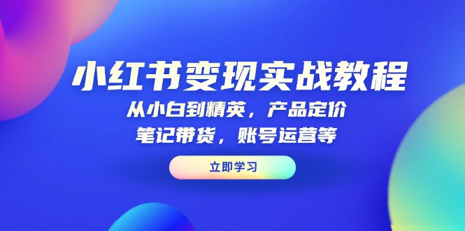 （13923期）小红书变现实战教程：从小白到精英，产品定价，笔记带货，账号运营等天亦网独家提供-天亦资源网