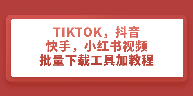 （7714期）TIKTOK，抖音，快手，小红书视频批量下载工具加教程天亦网独家提供-天亦资源网