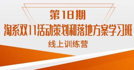 淘系双11活动策划和落地方案学习班线上训练营（第18期）天亦网独家提供-天亦资源网