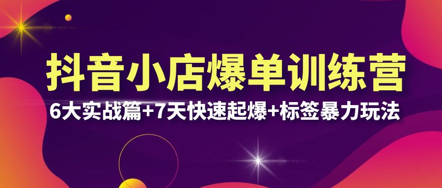 （6348期）抖音小店爆单训练营VIP线下课：6大实战篇+7天快速起爆+标签暴力玩法(32节)天亦网独家提供-天亦资源网