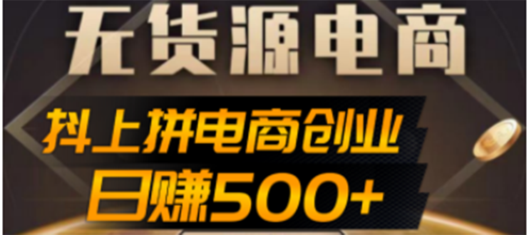 （4475期）抖上拼无货源电商创业项目、外面收费12800，日赚500+的案例解析参考天亦网独家提供-天亦资源网