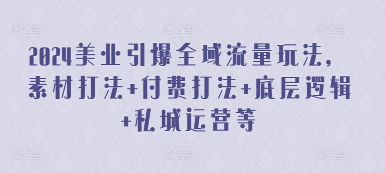 2024美业引爆全域流量玩法，素材打法 付费打法 底层逻辑 私城运营等天亦网独家提供-天亦资源网