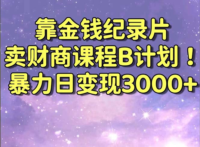 （8944期）靠金钱纪录片卖财商课程B计划！暴力日变现3000+，喂饭式干货教程！天亦网独家提供-天亦资源网