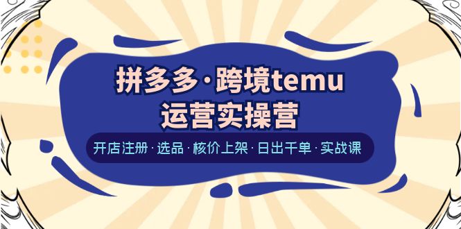 （6319期）拼多多·跨境temu运营实操营：开店注册·选品·核价上架·日出千单·实战课天亦网独家提供-天亦资源网