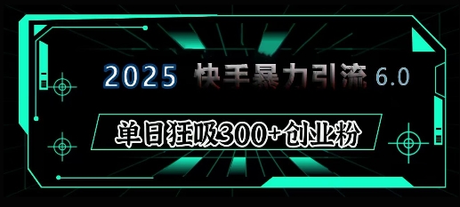 2025年快手6.0保姆级教程震撼来袭，单日狂吸300+精准创业粉天亦网独家提供-天亦资源网