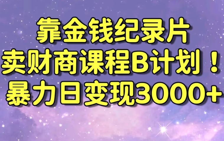 财经纪录片联合财商课程的变现策略，暴力日变现3000+，喂饭级别教学天亦网独家提供-天亦资源网