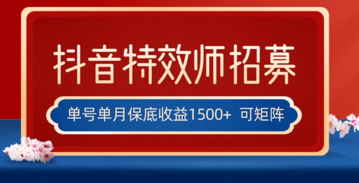 全网首发抖音特效师最新玩法，单号保底收益1500+，可多账号操作，每天操作十分钟【揭秘】天亦网独家提供-天亦资源网