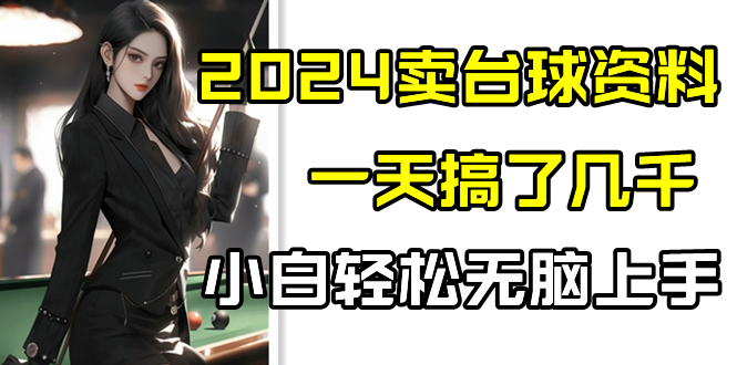 2024卖台球资料，一天搞了几千，小白轻松无脑上手天亦网独家提供-天亦资源网