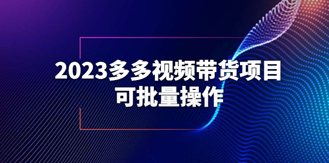 （6216期）2023多多视频带货项目，可批量操作【保姆级教学】天亦网独家提供-天亦资源网