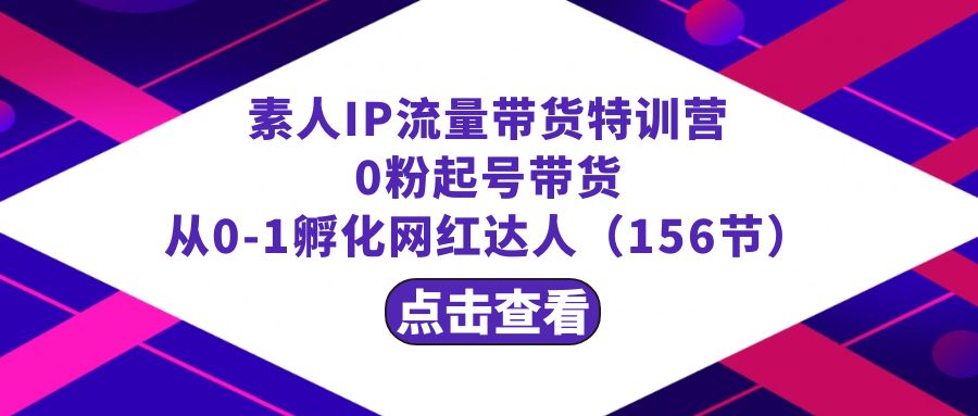 繁星·计划素人IP流量带货特训营：0粉起号带货 从0-1孵化网红达人（156节）天亦网独家提供-天亦资源网