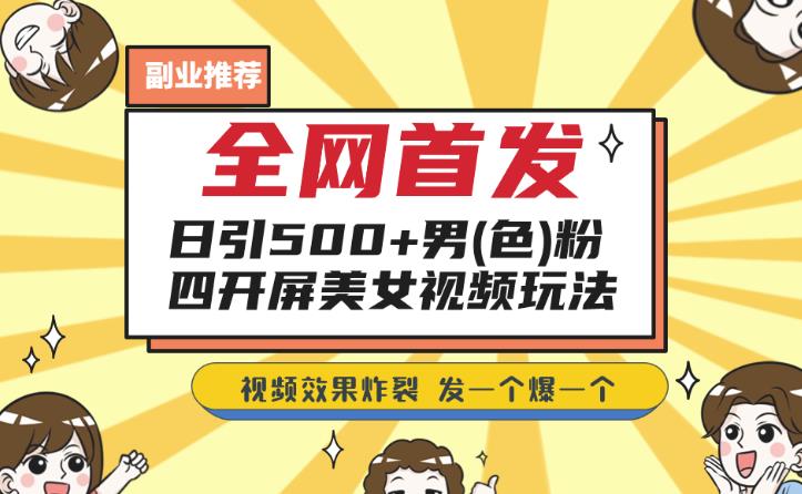 全网首发，日引500+男粉美女视频四开屏玩法，发一个爆一个【揭秘】天亦网独家提供-天亦资源网