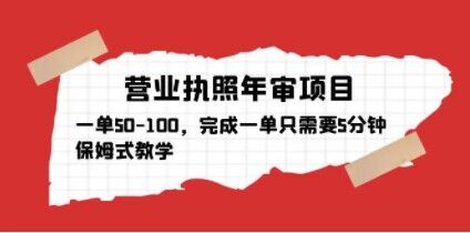 营业执照年审项目，一单50-100，完成一单只需要5分钟，保姆式教学天亦网独家提供-天亦资源网