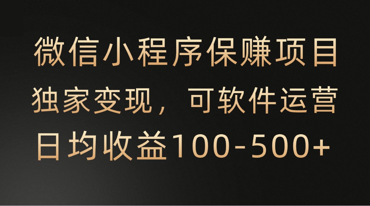 微信小程序，腾讯保赚项目，可软件自动运营，日均100-500+收益有保障天亦网独家提供-天亦资源网