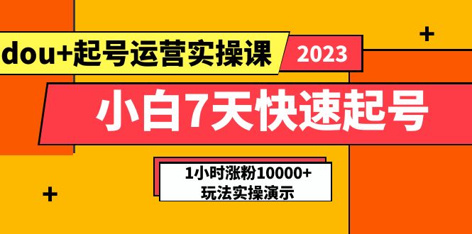 （5878期）小白7天快速起号：dou+起号运营实操课，实战1小时涨粉10000+玩法演示天亦网独家提供-天亦资源网