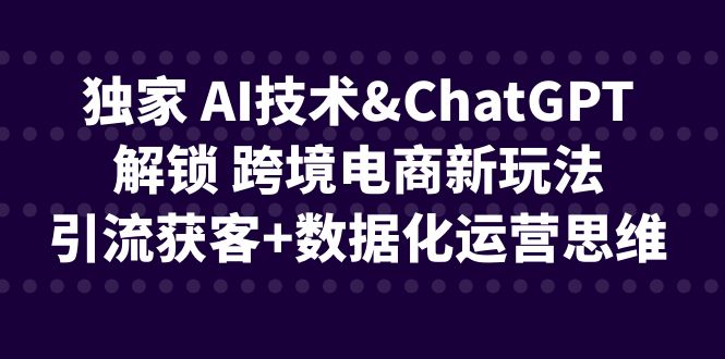 [跨境电商]独家 AI技术&ChatGPT解锁 跨境电商新玩法，引流获客+数据化运营思维天亦网独家提供-天亦资源网