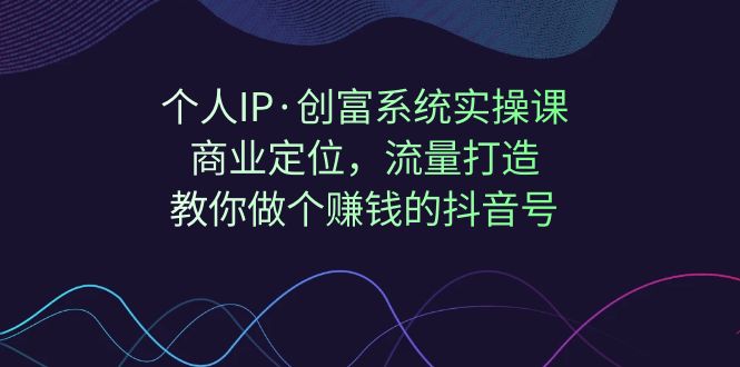 个人IP·创富系统实操课：商业定位，流量打造，教你做个赚钱的抖音号天亦网独家提供-天亦资源网