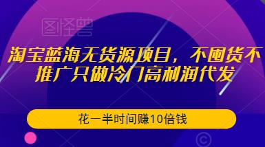 淘宝蓝海无货源项目，不囤货不推广只做冷门高利润代发，花一半时间赚10倍钱天亦网独家提供-天亦资源网