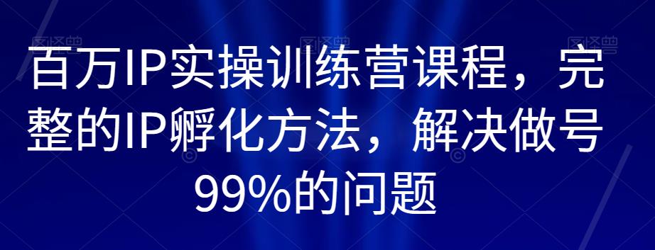 百万IP实操训练营课程，完整的IP孵化方法，解决做号99%的问题天亦网独家提供-天亦资源网