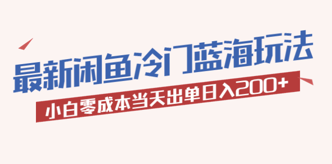 （5903期）2023最新闲鱼冷门蓝海玩法，小白零成本当天出单日入200+天亦网独家提供-天亦资源网