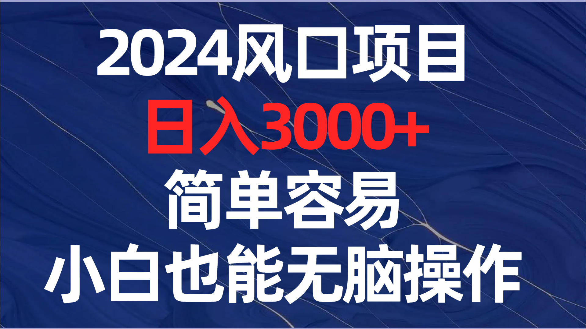 （8432期）2024风口项目，日入3000+，简单容易，小白也能无脑操作天亦网独家提供-天亦资源网