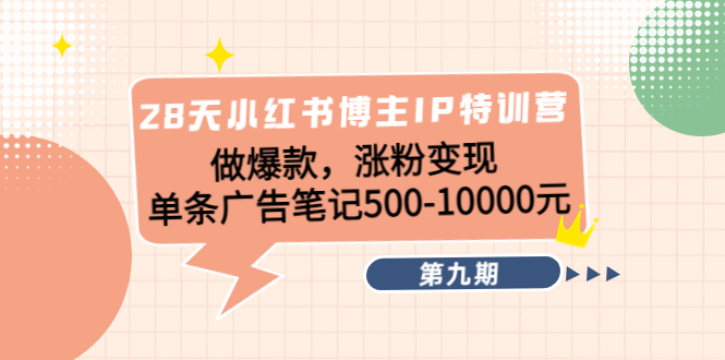 （4267期）28天小红书博主IP特训营《第9期》做爆款，涨粉变现 单条广告笔记500-10000天亦网独家提供-天亦资源网