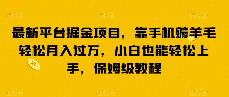 最新平台掘金项目，靠手机薅羊毛轻松月入过万，小白也能轻松上手，保姆级教程【揭秘】天亦网独家提供-天亦资源网