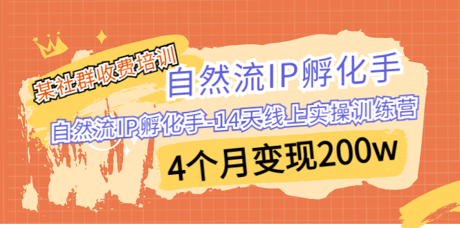 （6924期）某社群收费培训：自然流IP 孵化手-14天线上实操训练营 4个月变现200w天亦网独家提供-天亦资源网