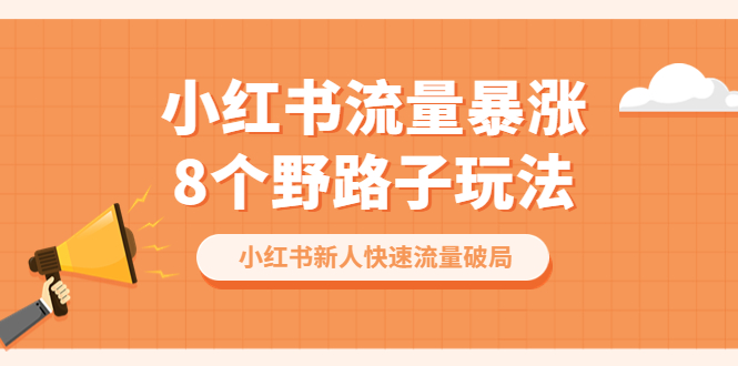 （6476期）小红书流量-暴涨8个野路子玩法：小红书新人快速流量破局（8节课）天亦网独家提供-天亦资源网