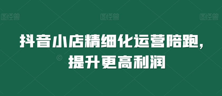 抖音小店精细化运营陪跑，提升更高利润天亦网独家提供-天亦资源网