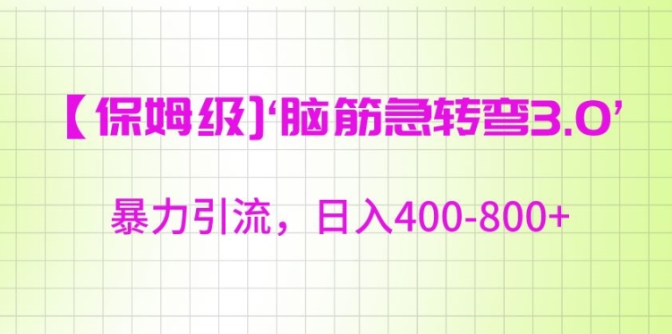 保姆级脑筋急转弯3.0，暴力引流，日入400-800+天亦网独家提供-天亦资源网