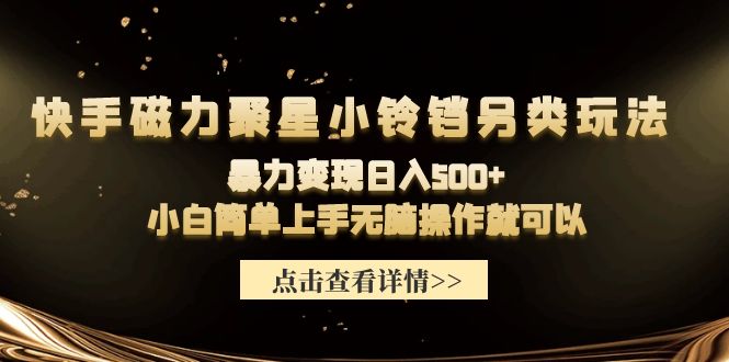 （9689期）快手磁力聚星小铃铛另类玩法，暴力变现日入500+小白简单上手无脑操作就可以天亦网独家提供-天亦资源网