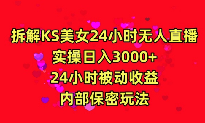 利用快手24小时无人美女直播，实操日入3000，24小时被动收益，内部保密玩法天亦网独家提供-天亦资源网